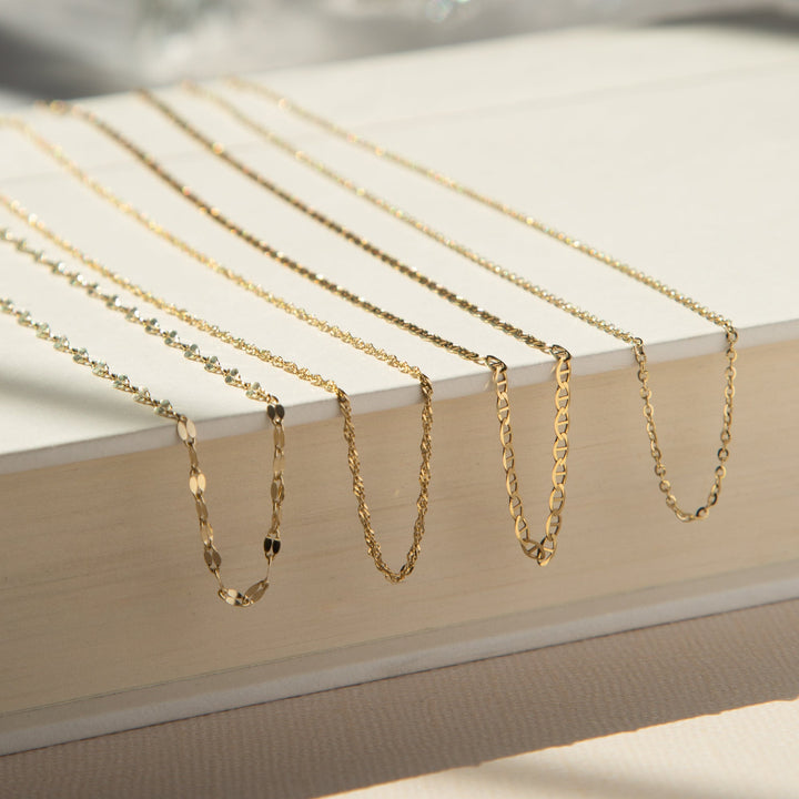 Dainty Mariner Chain Necklace - 14k Solid Gold