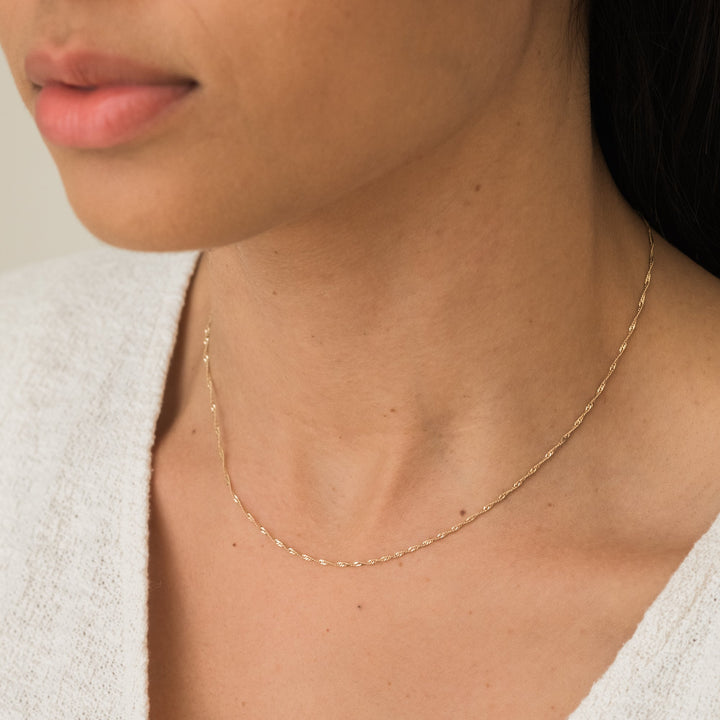 Singapore Chain Necklace - 14k Solid Gold