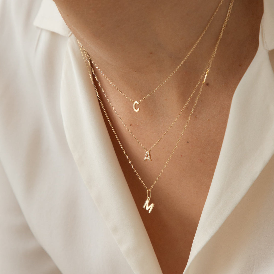 Pavé Diamond Initial Necklace