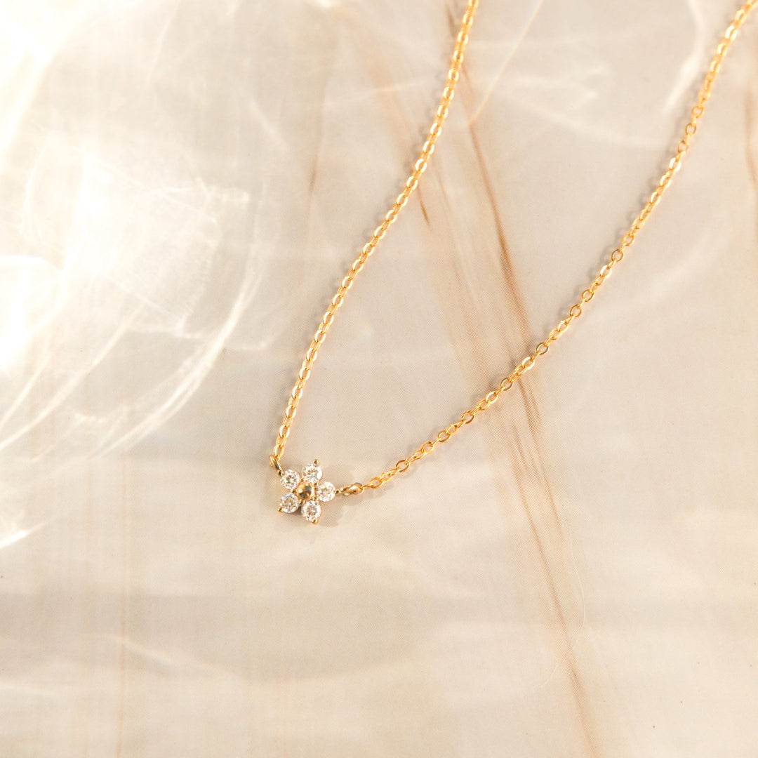 Dainty Flower CZ Necklace