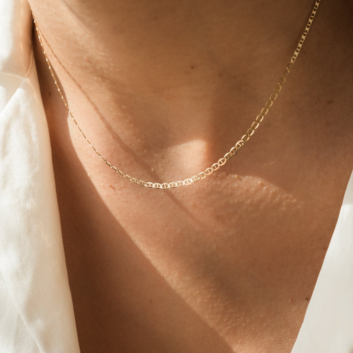 Dainty Mariner Chain Necklace - 14k Solid Gold